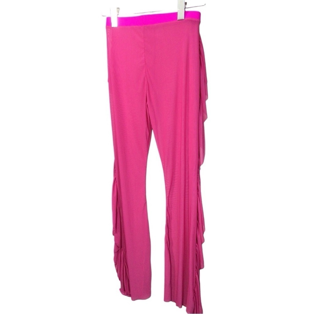 Amazon Sheer Hot Pink Barbiecore Ruffle Detail Pants Size small